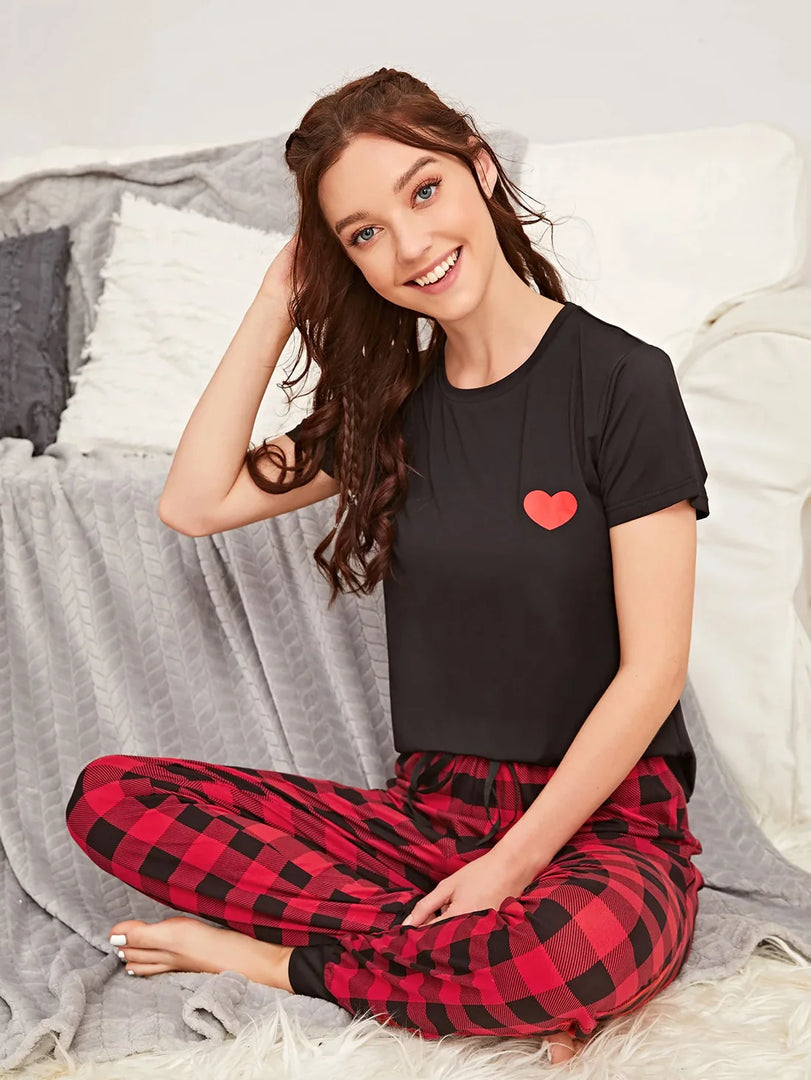 Checkered Heart PJ set