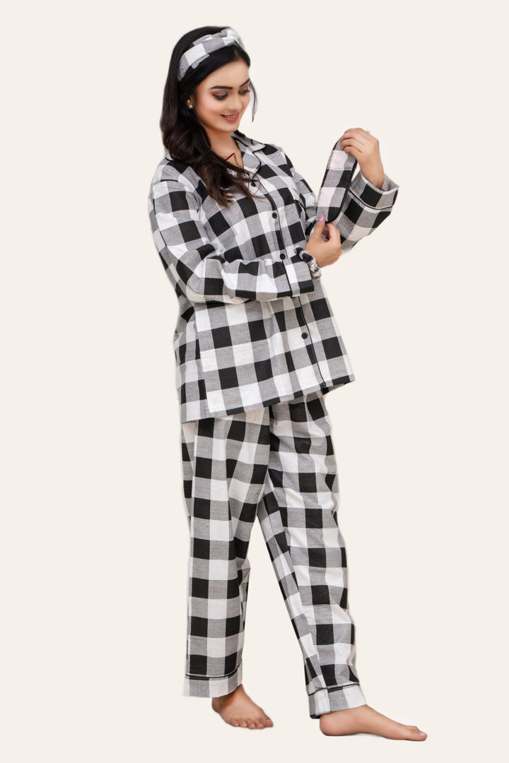 Checkered Black & White Flannel PJ set