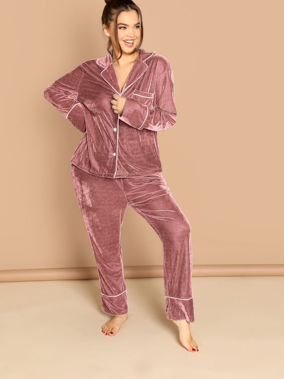 Blush Pink Velvet PJ set